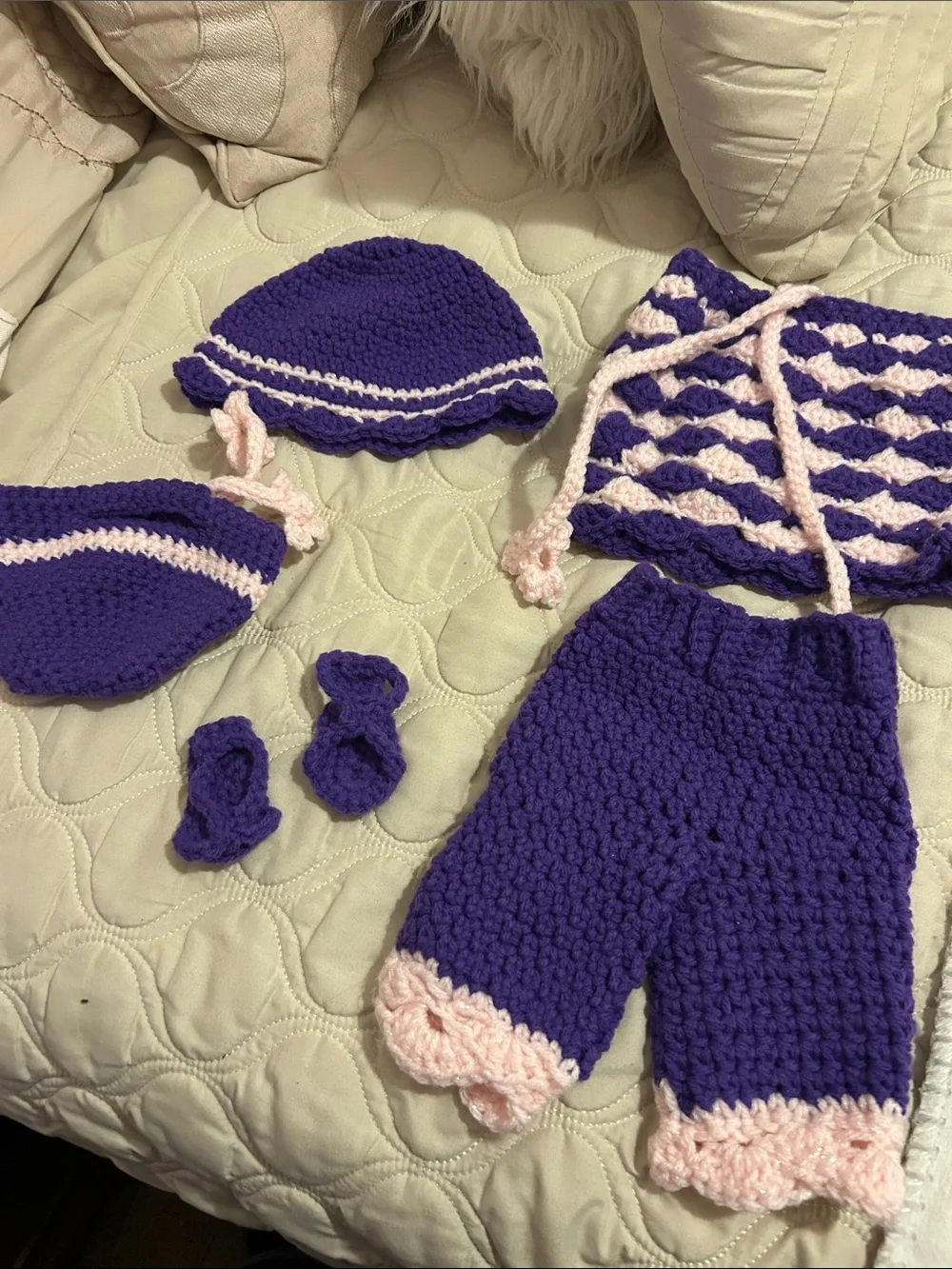 Purple and pink sparkle Crochet Doll Outfit Set - Kids Accessories